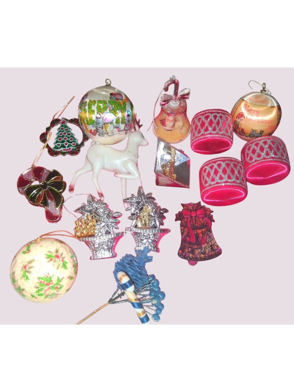 Vintage Christmas Ornaments Assorted Lot Glass Plastic Holiday Decorations MCM M